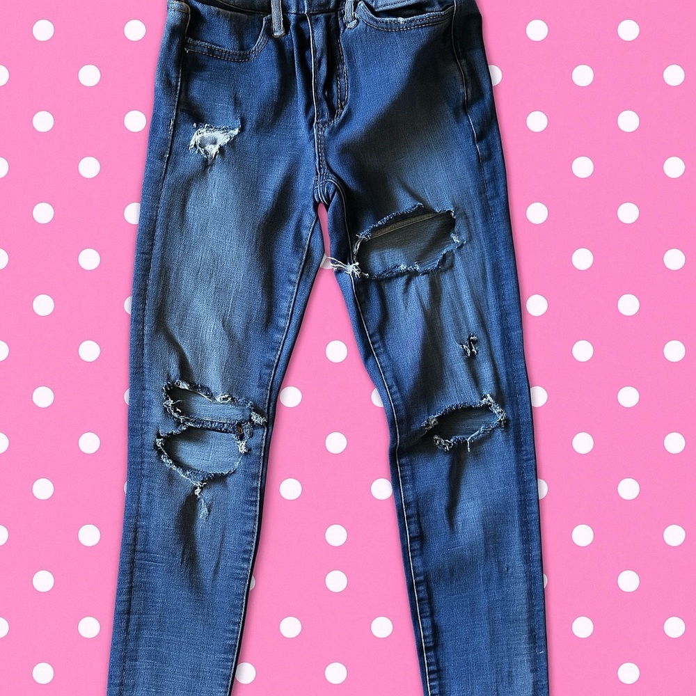 American Eagle Outfitters Ripped Dark Blue Skinny Jeans